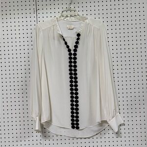 Kate Spade White Blouse with Black Detailing Size Large